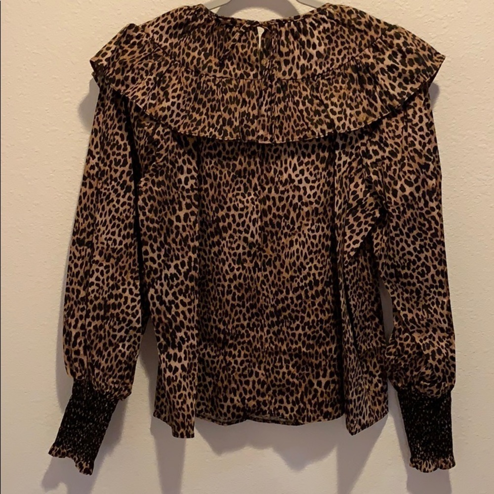 NWT TOPSHOP leopard print poplin top. Ruff…​​​​​​​​​​​​​​​​​​​​​​ - Picture 7 of 8